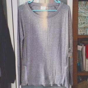 Danskin Now pullover Lightweight Sweater with zippers grey heather Medium NWT